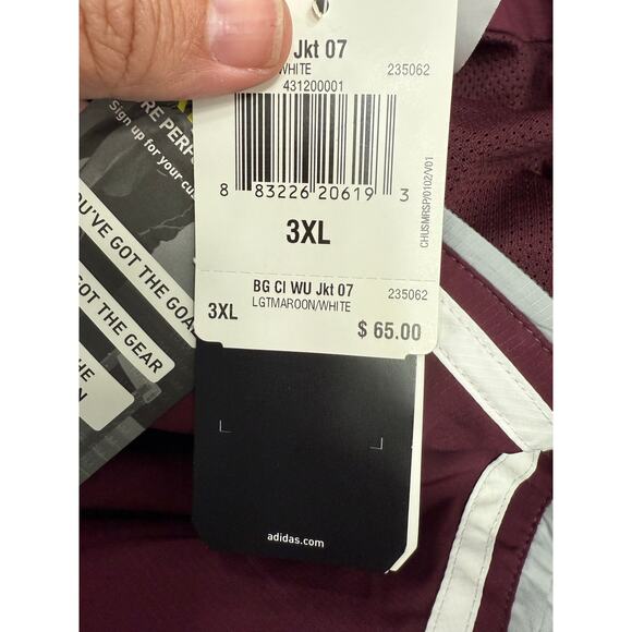 Adidas Big & Tall Jacket sz 3XL Windbreaker Maroon NWT # H231 - Picture 3 of 11